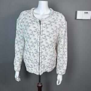 IRO jacket Medium EU 38 bomber quilted lightweight spring white gray cotton NWT